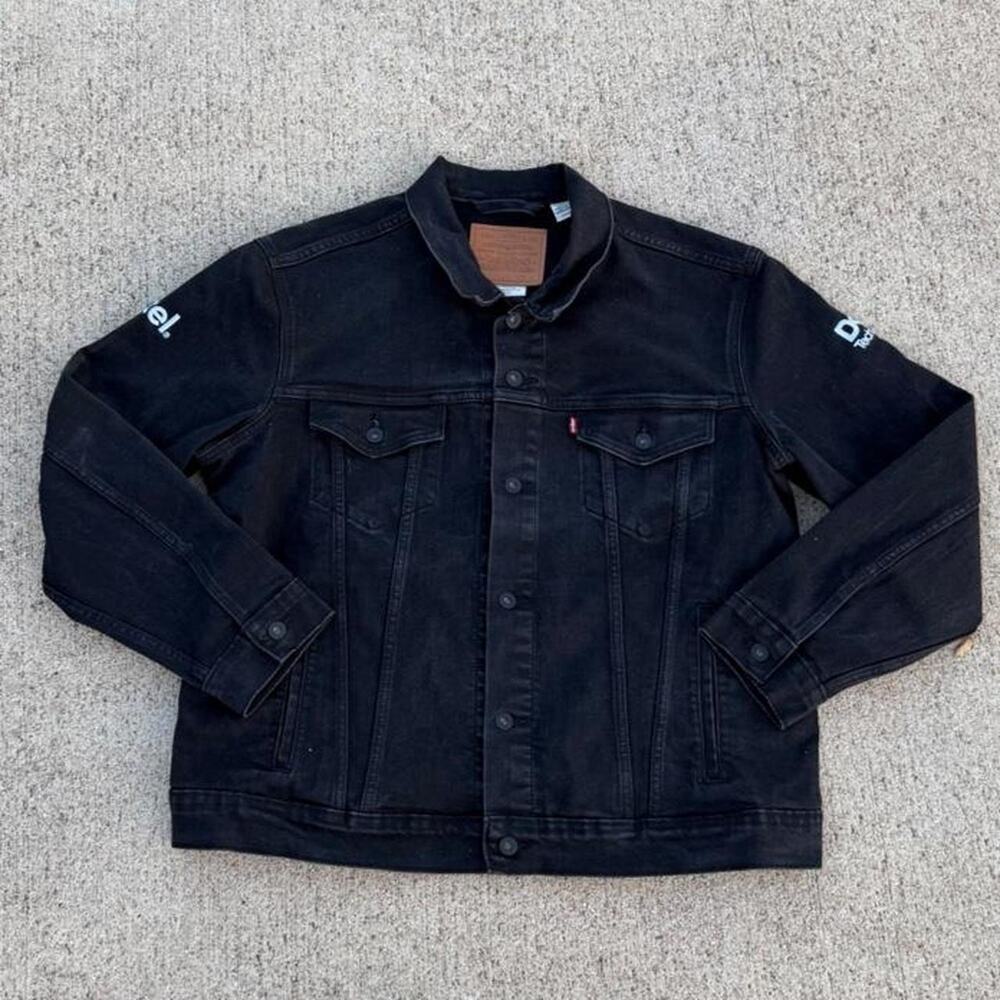 Vintage Levi's black denim tech rally Dell Intel Jacket